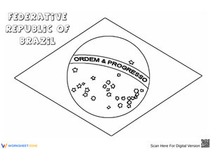 Federative Republic of Brazil Flag Coloring Page