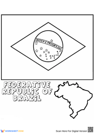 Federative Republic of Brazil Flag Coloring Page
