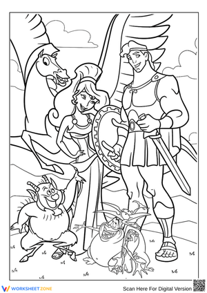 Hercules and Friends Adventure Coloring Page