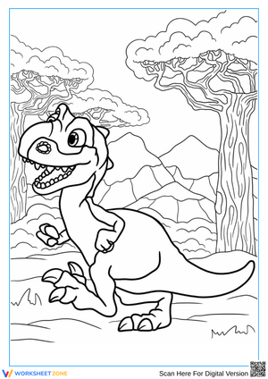 T-Rex in Ice Age Adventure – Coloring Page for Kids