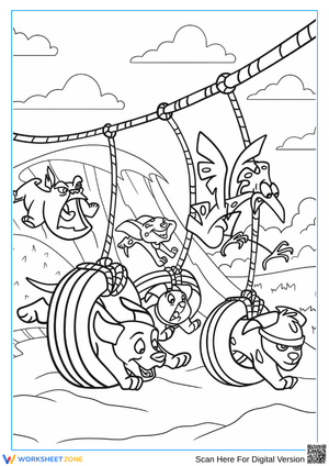 Adventure Puppies on Ropes Coloring Page