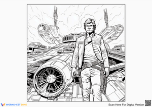 Han Solo and Millennium Falcon Coloring Page