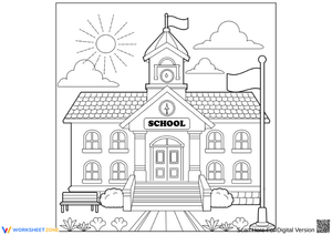 Traditional School Building Coloring Page