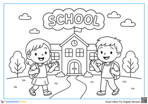 Happy Kids at School Coloring Page