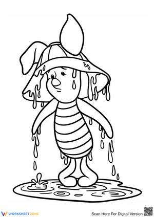 Piglet in the Rain Coloring Page