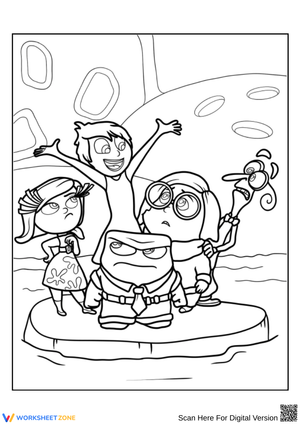 Inside Out Emotions on Imagination Island Coloring Page