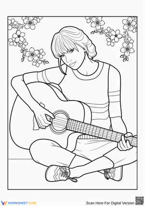 Taylor Swift Guitar Coloring Page
