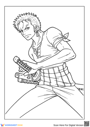 Zoro Ready for Battle – One Piece Coloring Page