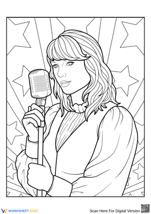 Taylor Swift Vintage Mic Coloring Page