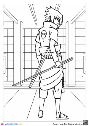 Sasuke Uchiha Sword Stance Coloring Page