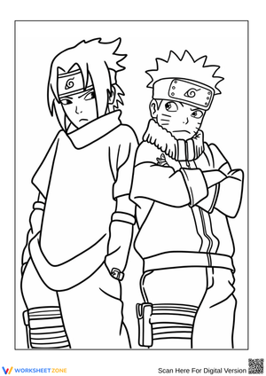Naruto and Sasuke Coloring Page – Dynamic Duo Pose