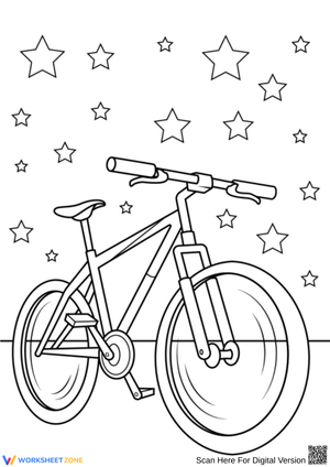 Simple Bicycle Coloring Page with Stars