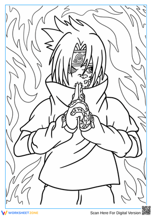 Sasuke Uchiha Curse Mark Coloring Page