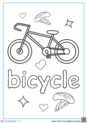 Word & Bike – Bicycle Coloring Page with Label