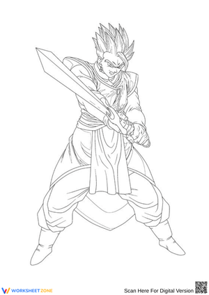 Gohan with Z Sword Dragon Ball Z Coloring Page