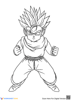 Super Saiyan Gohan Ready to Fight Coloring Page