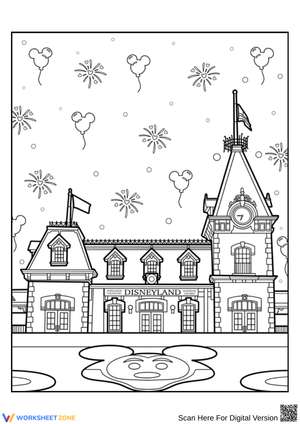 Disneyland Entrance Coloring Page for Kids