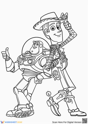 Toy Story Pixar Coloring Page – Buzz & Woody