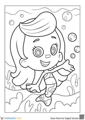 Bubble Guppies Coloring Page – Smiling Mermaid Girl