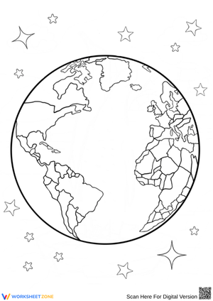 Realistic Earth Coloring Page with Continents