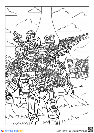 Halo Coloring Page – Spartan Team Battle Stance