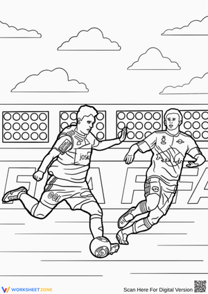 Soccer Coloring Page of Two Pro Players in Action