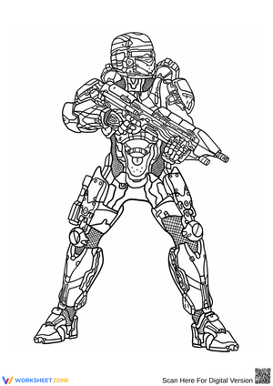 Halo Coloring Page – Spartan Soldier With Rifle