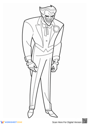 Joker Coloring Page – Classic Villain in Tuxedo