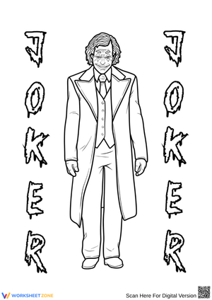 Joker Coloring Page – Realistic Villain in Suit