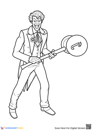 Classic Joker with Mallet Coloring Page
