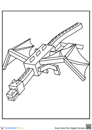 3D Ender Dragon Coloring Page for Kids