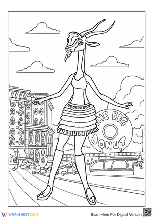 Gazelle Zootopia Coloring Page – Pop Star Fun