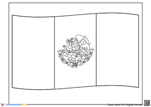 Printable Mexico Flag Coloring Page with Emblem