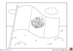Mexico Flag Coloring Page with Background Scene
