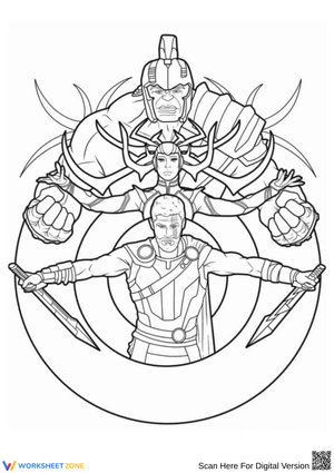 Thor Ragnarok Characters Coloring Page