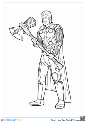 Epic Thor with Stormbreaker Coloring Page