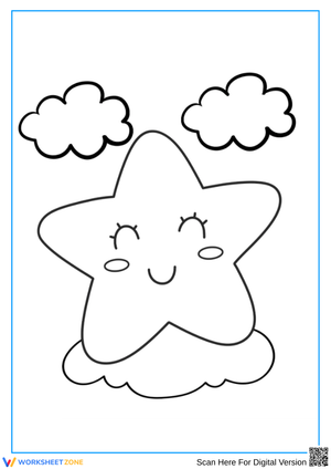 Smiling Star on a Cloud Coloring Page