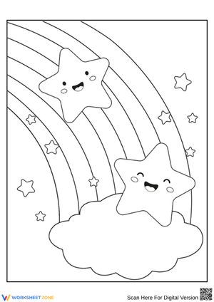 Rainbow and Star Coloring Page for Kids