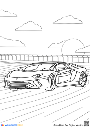 Race Car on the Track Coloring Page