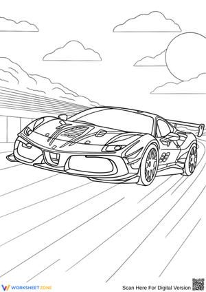 Sports Car Racing Coloring Page for Kids