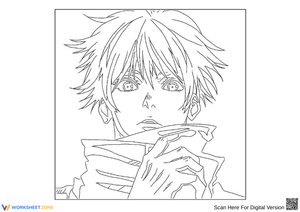 Gojo Satoru Shocked Expression Coloring Page
