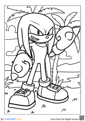 Knuckles the Echidna Battle Stance Coloring Page