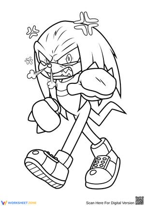 Angry Knuckles the Echidna Coloring Page – Sonic the Hedgehog