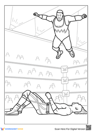 WWE High-Flying Wrestling Match Coloring Page