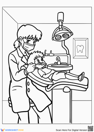Dentist Visit Coloring Page for Kids