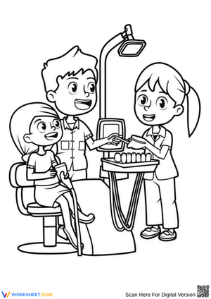 Happy Dentist Office Coloring Page for Kids