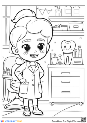 Happy Dentist in the Clinic Coloring Page