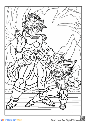 Broly vs Vegeta Coloring Page – Epic Anime Battle Scene