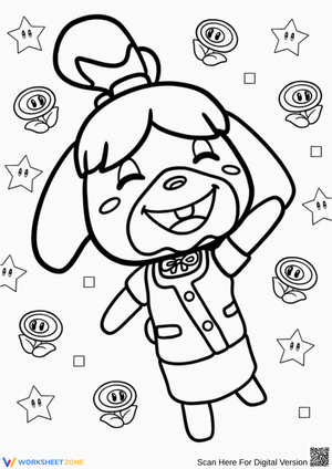 Isabelle Animal Crossing Nintendo Coloring Page