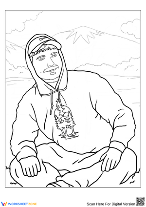 MrBeast Outdoor Adventure Coloring Page